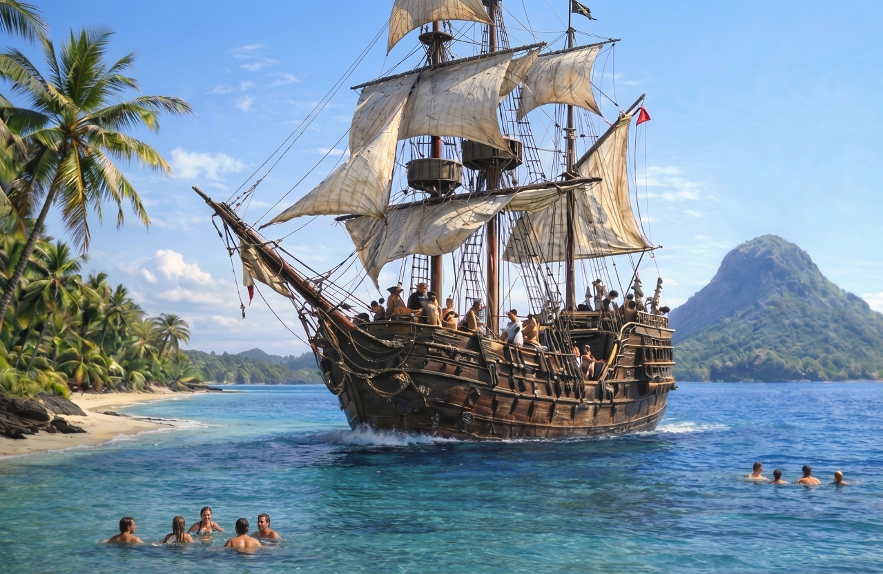 Guests enjoying the day cruise snorkelling experience in Fiji