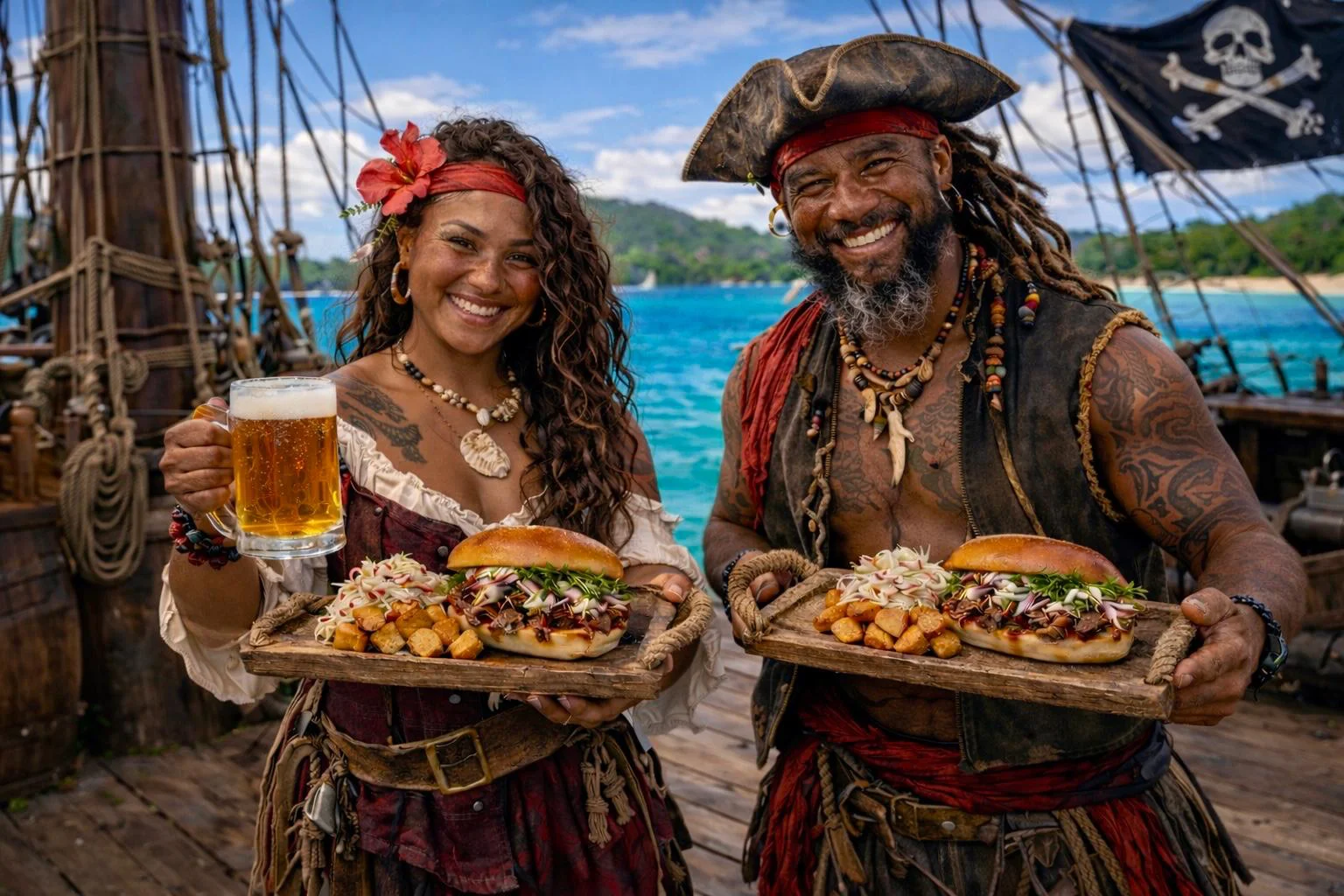 Fresh food served on board the Whale's Tale pirate ship