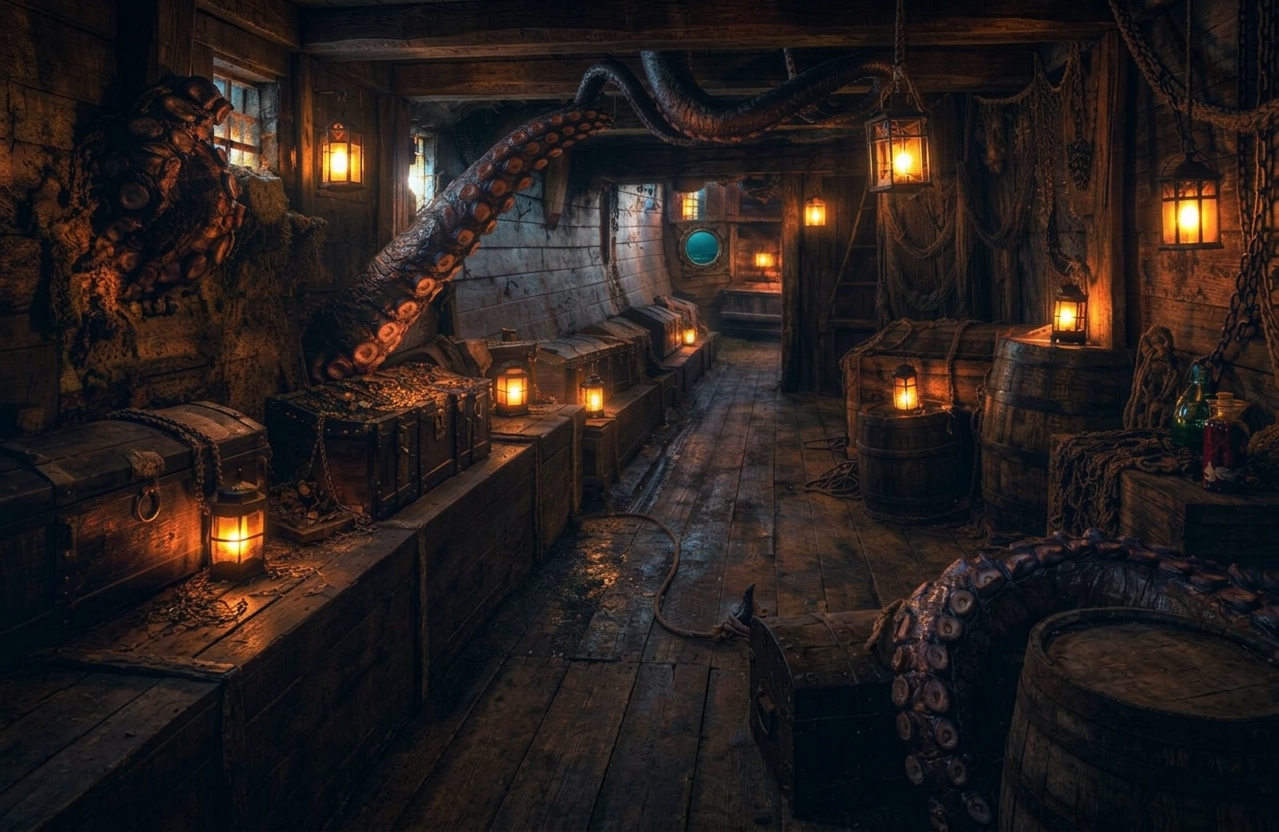 The Kraken's Hold lounge aboard Whale Tale